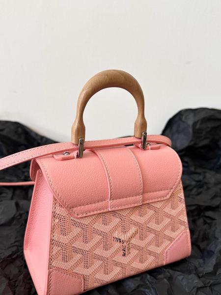 GOYARD Saigon Canvas With Calfskin Shoulder Bag Crossbody Bag Handbag Mini Women's Pink SAIGOBNANTY-42CL42P size 14.5*7*11.5 cm