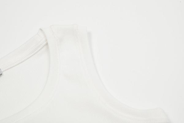 LOEWE Cropped Cotton Anagram Tank Top White/Navy Blue