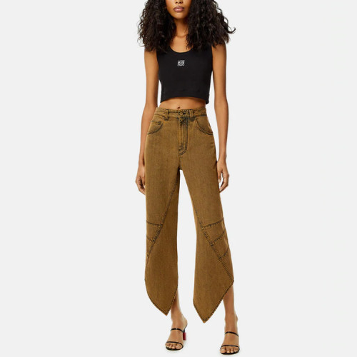 LOEWE Cropped Cotton Anagram Tank Top Black/White