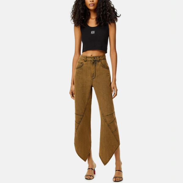 LOEWE Cropped Cotton Anagram Tank Top Black/White