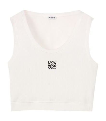 LOEWE Cropped Cotton Anagram Tank Top White/Navy Blue