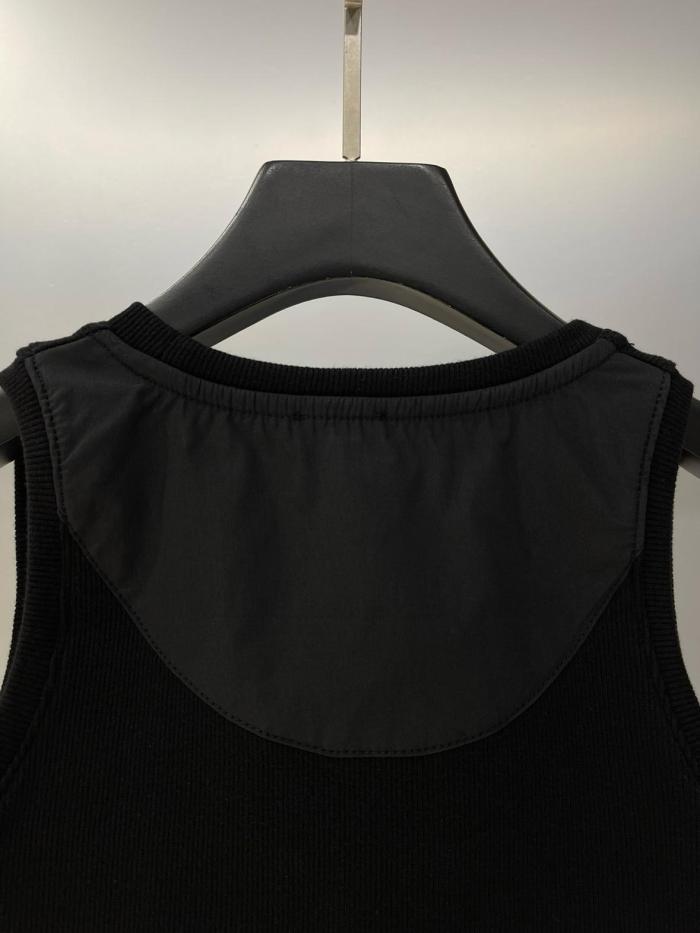 LOEWE Cropped Cotton Anagram Tank Top Black/White