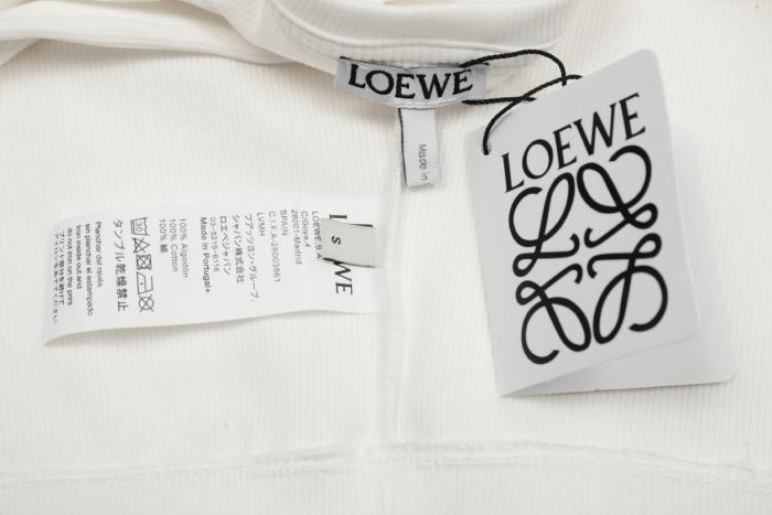 LOEWE Cropped Cotton Anagram Tank Top White/Navy Blue