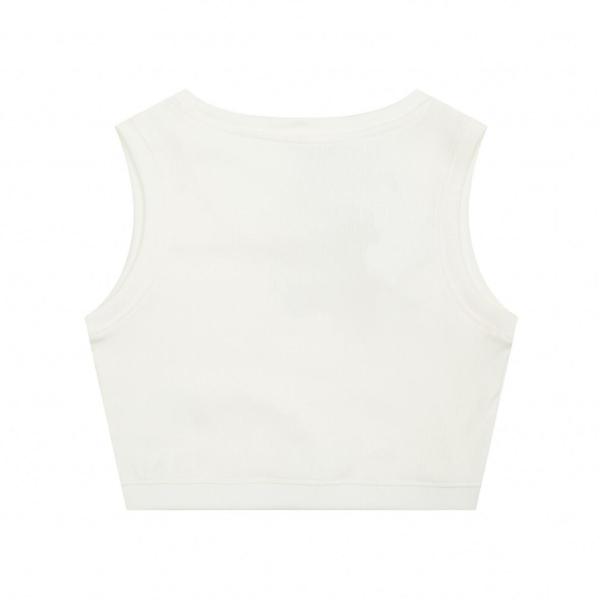LOEWE Cropped Cotton Anagram Tank Top White/Navy Blue
