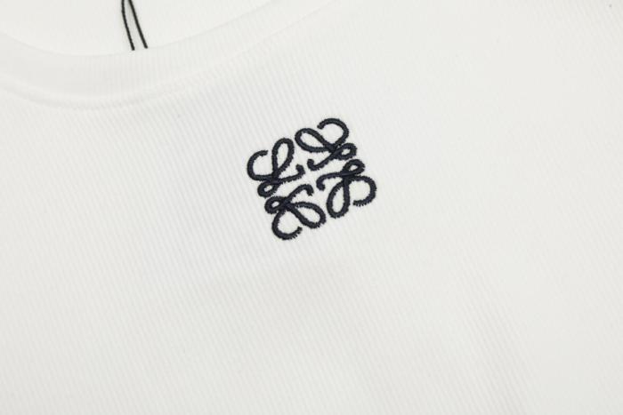 LOEWE Cropped Cotton Anagram Tank Top White/Navy Blue