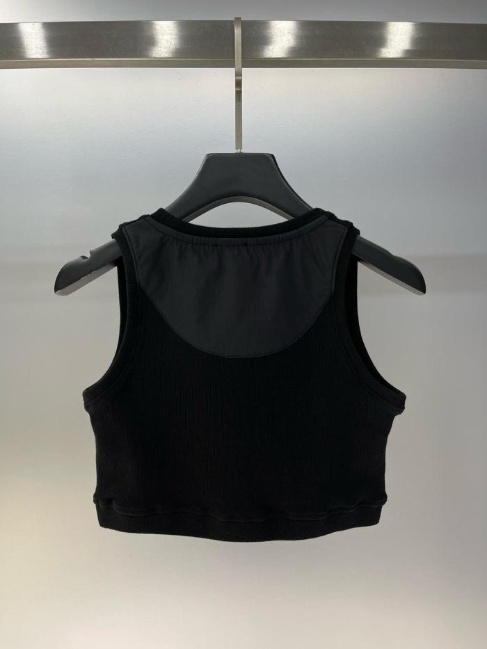 LOEWE Cropped Cotton Anagram Tank Top Black/White