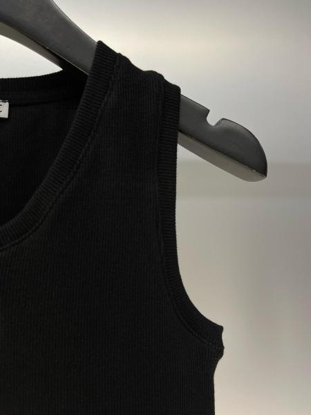 LOEWE Cropped Cotton Anagram Tank Top Black/White
