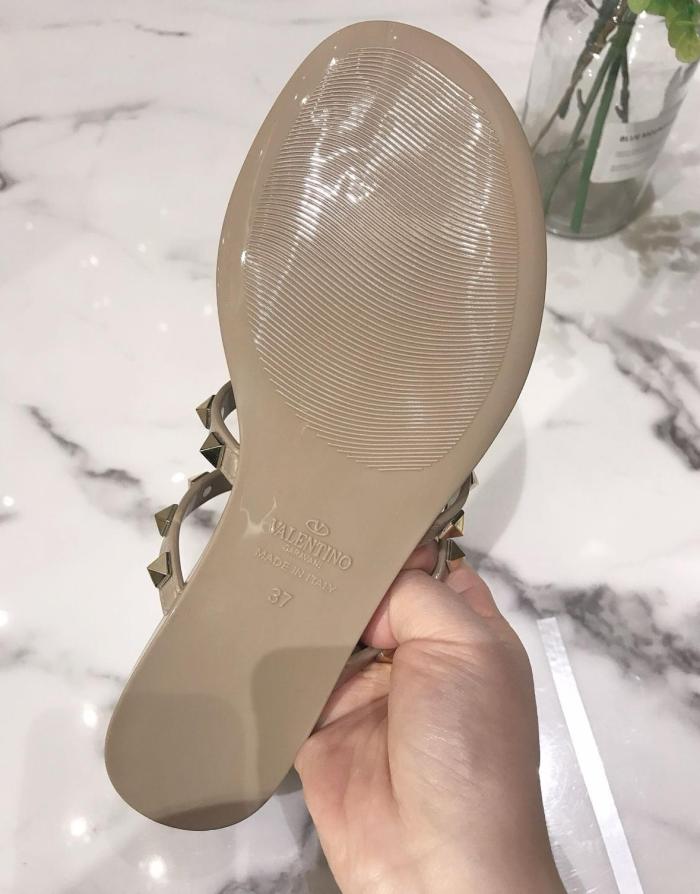Valentino Rockstud Fashion Slippers Women's Beige
