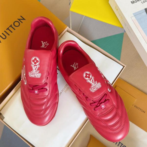 LOUIS VUITTON Footprint Soccer Low Top Casual Shoes Men's Red
