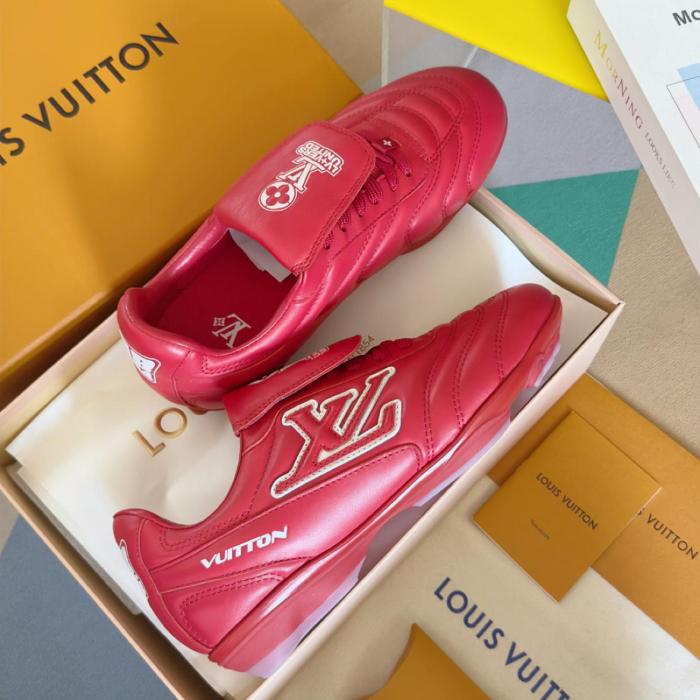 LOUIS VUITTON Footprint Soccer Low Top Casual Shoes Men's Red