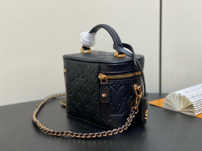 LOUIS VUITTON Vanity Velvety Lambskin Makeup Bag Shoulder Bag Crossbody Bag Handbag Small Size Women's Black M25123 size 19*13*11 cm