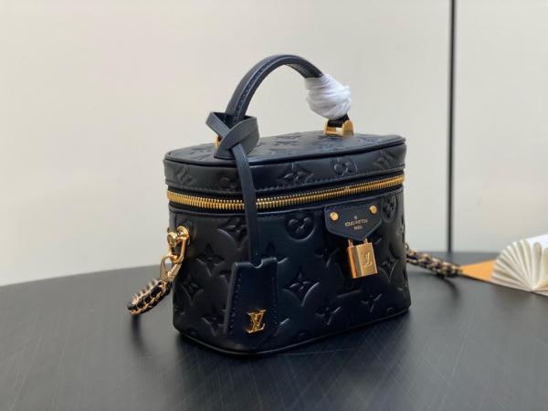 LOUIS VUITTON Vanity Velvety Lambskin Makeup Bag Shoulder Bag Crossbody Bag Handbag Small Size Women's Black M25123 size 19*13*11 cm