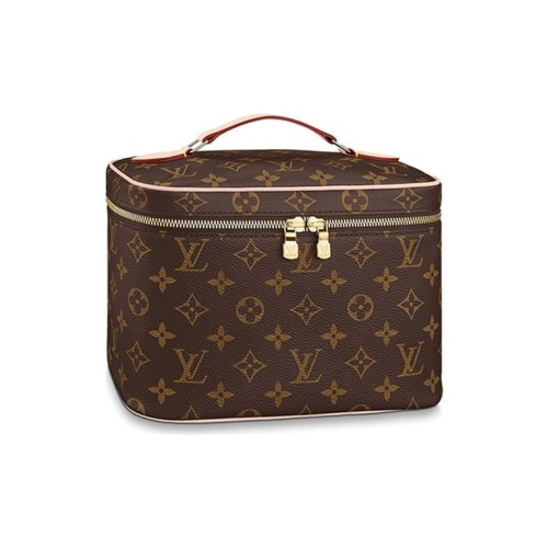 LOUIS VUITTON Canvas With Leather Makeup Bags Handbags Small Size Women's Brown M42265 size 24*14.5*18 cm