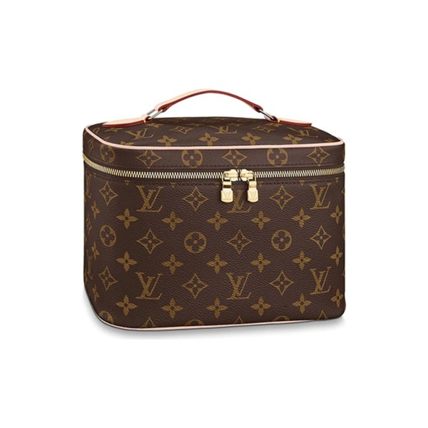 LOUIS VUITTON Canvas With Leather Makeup Bags Handbags Small Size Women's Brown M42265 size 24*14.5*18 cm