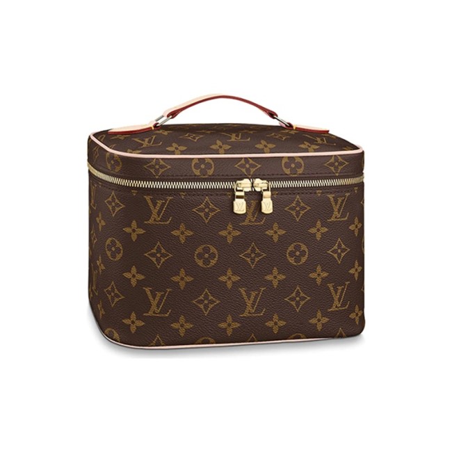 LOUIS VUITTON Canvas With Leather Makeup Bags Handbags Small Size Women's Brown M42265 size 24*14.5*18 cm