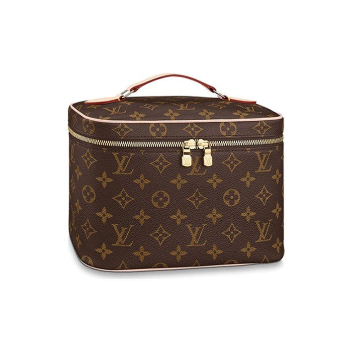 LOUIS VUITTON Canvas With Leather Makeup Bags Handbags Small Size Women's Brown M42265 size 24*14.5*18 cm