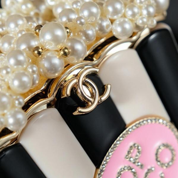 CHANEL 24K popcorn shape metal chain resin shoulder handbag women's black and white AS5217-B18426-NZZW3 size 11*7*16cm 