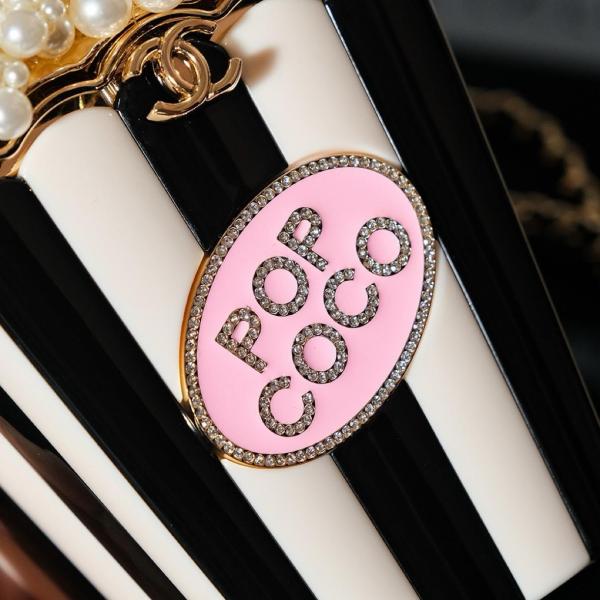 CHANEL 24K popcorn shape metal chain resin shoulder handbag women's black and white AS5217-B18426-NZZW3 size 11*7*16cm 