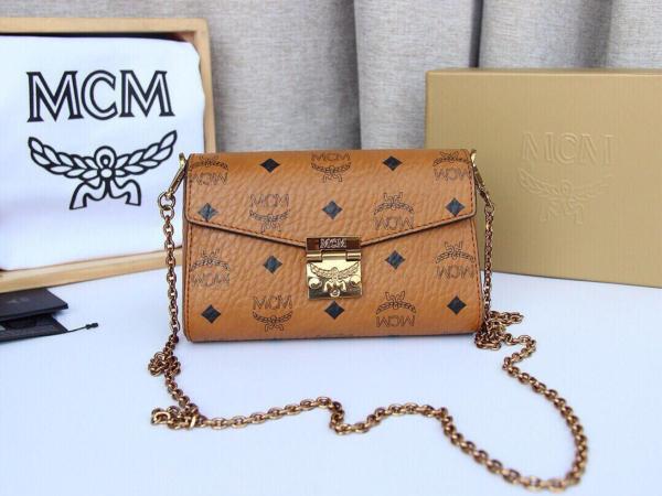 MCM PVC Crossbody Bag Fanny Pack Regular Women's Brown Cognac MWZ9SPA72CO001 size 11*19*4cm