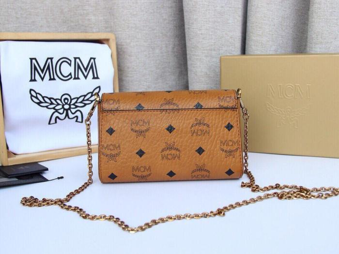 MCM PVC Crossbody Bag Fanny Pack Regular Women's Brown Cognac MWZ9SPA72CO001 size 11*19*4cm