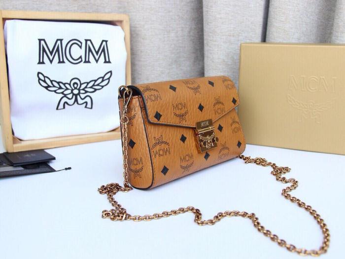 MCM PVC Crossbody Bag Fanny Pack Regular Women's Brown Cognac MWZ9SPA72CO001 size 11*19*4cm
