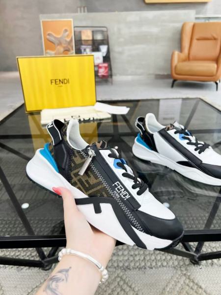 FENDI Flow Ff Jacquard Lace Up Sneakers