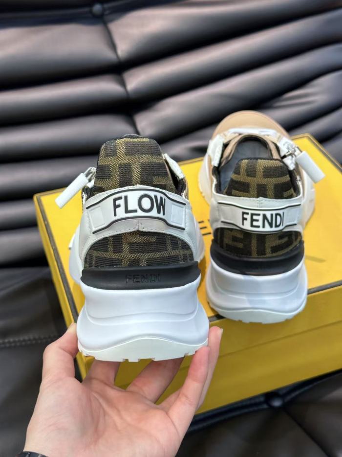 FENDI Flow Leather Jacquard Beige
