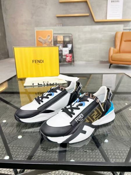 FENDI Flow Ff Jacquard Lace Up Sneakers