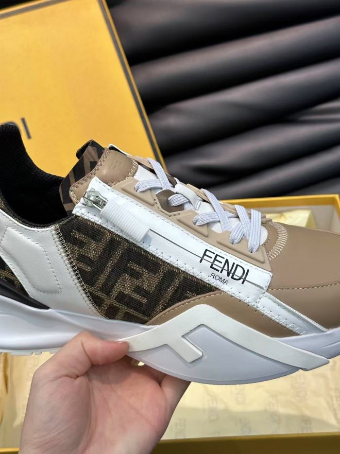 FENDI Flow Leather Jacquard Beige