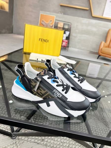 FENDI Flow Ff Jacquard Lace Up Sneakers