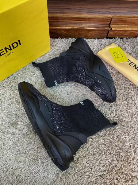 FENDI Flow High Top Casual Shoes Men's Black