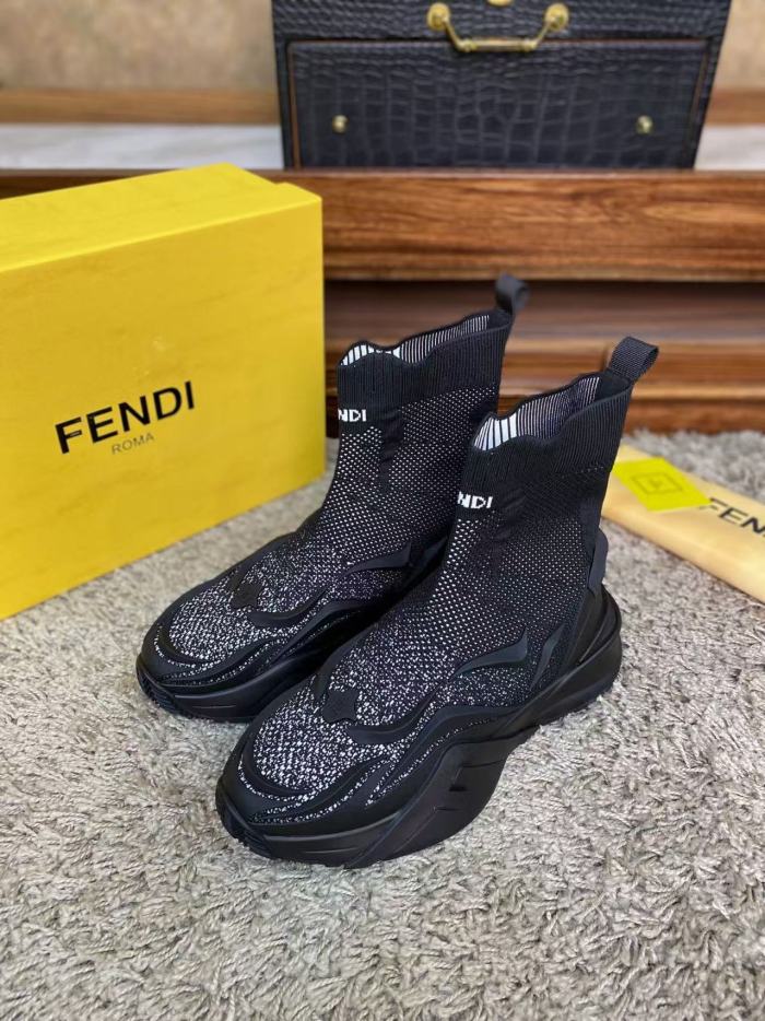 FENDI Flow High Top Casual Shoes Men's Black