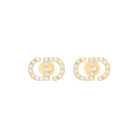 DIOR Metal Crystal Stud Earrings Women's Gold
