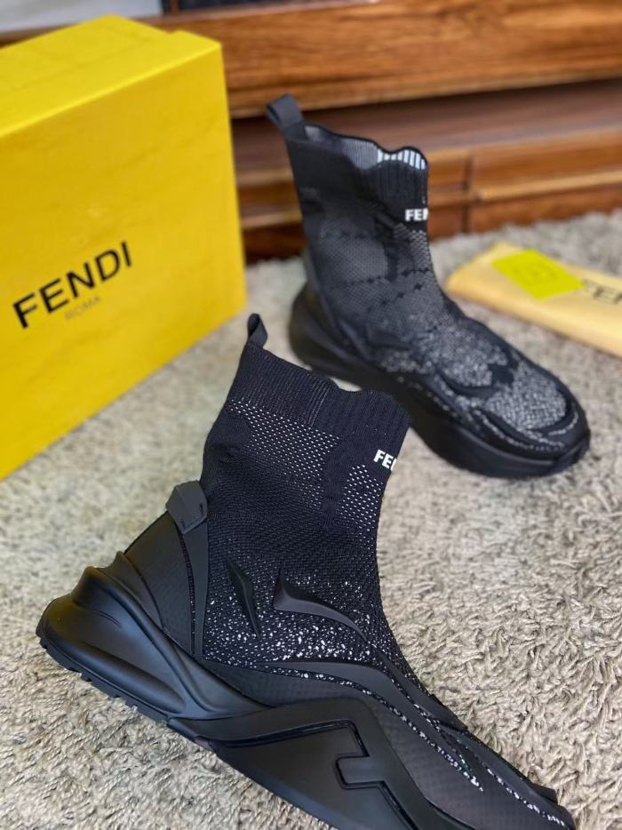 FENDI Flow High Top Casual Shoes Men's Black
