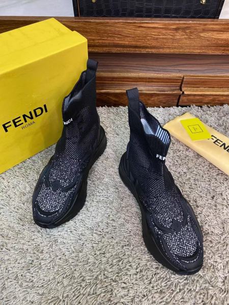 FENDI Flow High Top Casual Shoes Men's Black