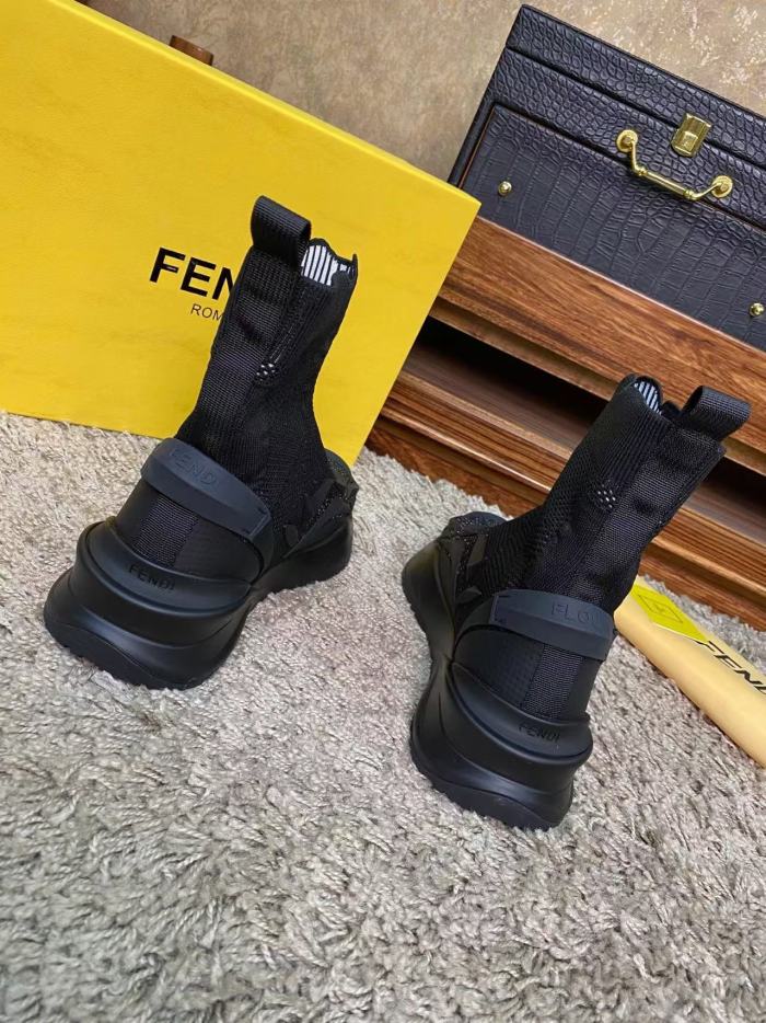 FENDI Flow High Top Casual Shoes Men's Black