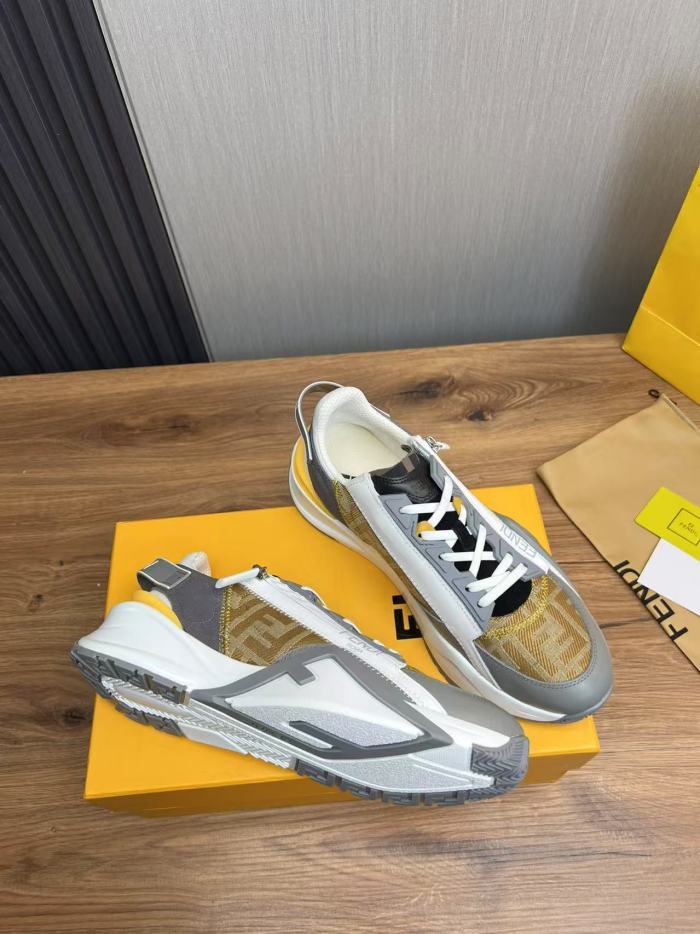 FENDI Flow Low Top Casual Shoes Men's Yellow
