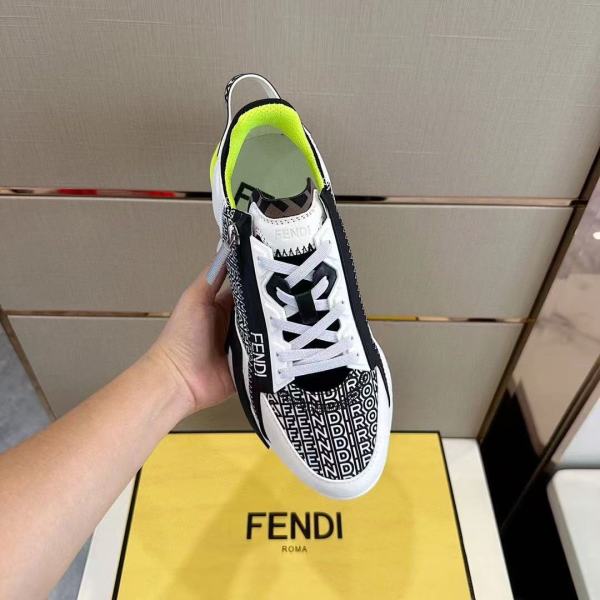 FENDI Flow Sports Casual Shoes Men's White Black
