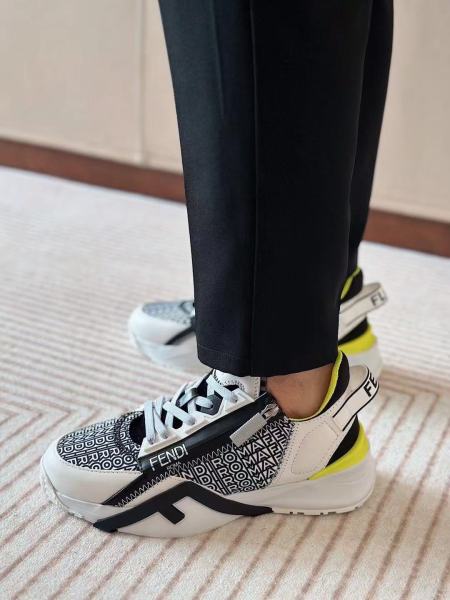 FENDI Flow Sports Casual Shoes Men's White Black