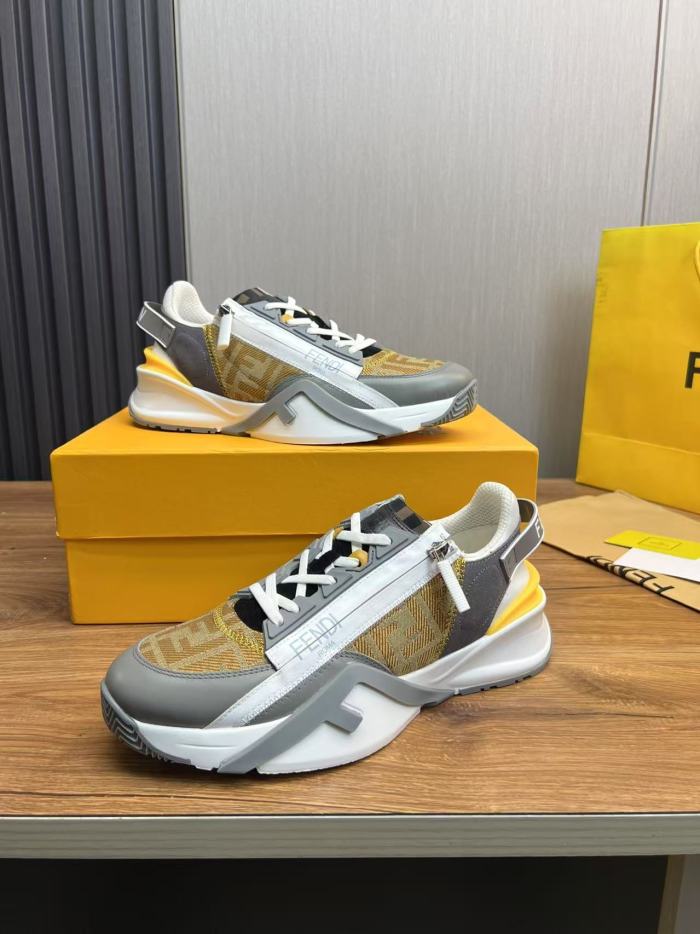 FENDI Flow Low Top Casual Shoes Men's Yellow