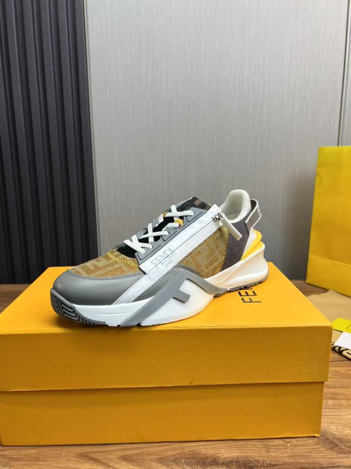 FENDI Flow Low Top Casual Shoes Men's Yellow