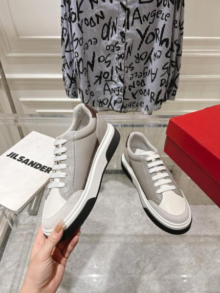 FERRAGAMO Gancini embroidered Leather Sneakers Gray Black