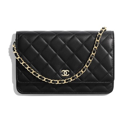CHANEL WOC Lambskin Prosperity Bag Zipper Bag Chain Bag Mahjong Bag Shoulder Bag Crossbody Bag Regular Women's Black AP0250-Y01295-C3906 size 19.2*3.5*12.3 cm