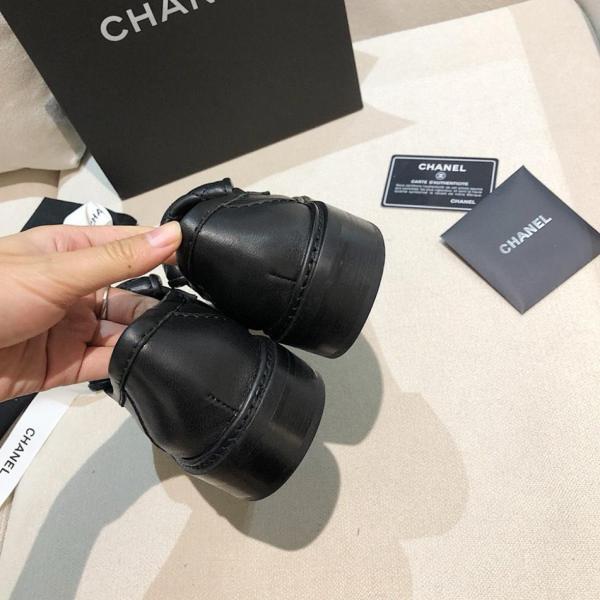CHANEL Quilted Tab Loafers Black Leather