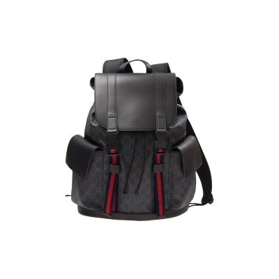 GUCCI Canvas With Leather Backpack Regular Men's Black Gray Color 495563-K9R8X-1071 size 34*16*42cm 