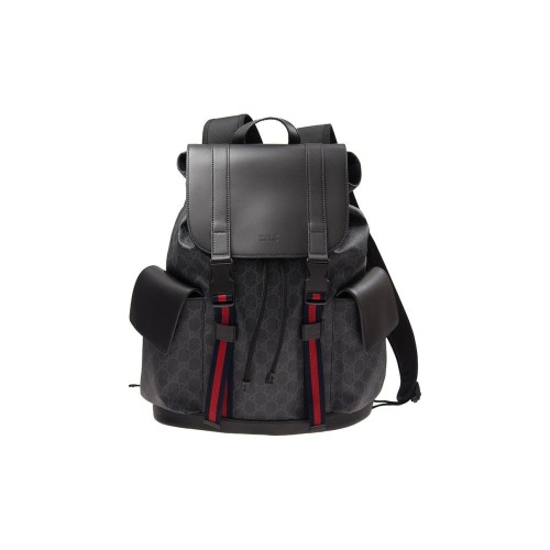 GUCCI Canvas With Leather Backpack Regular Men's Black Gray Color 495563-K9R8X-1071 size 34*16*42cm 