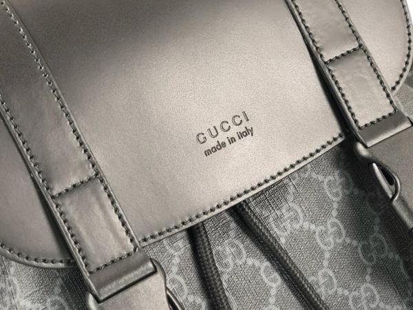 GUCCI Canvas With Leather Backpack Regular Men's Black Gray Color 495563-K9R8X-1071 size 34*16*42cm 