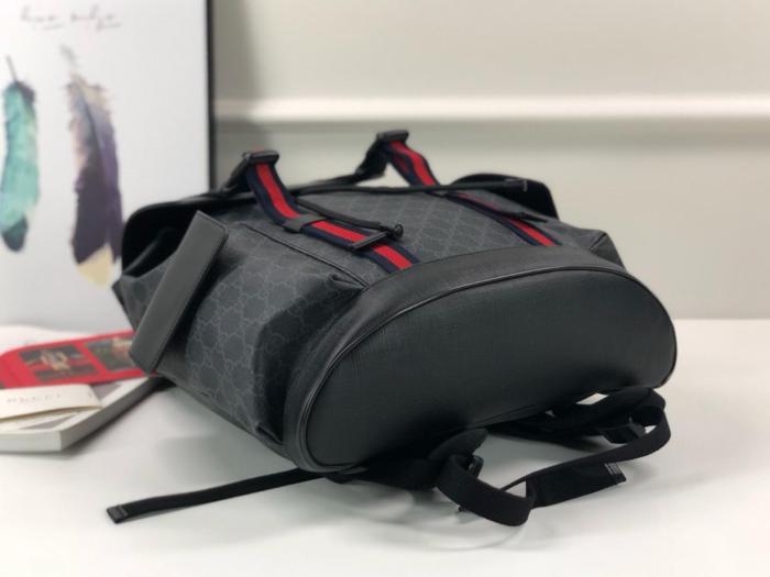 GUCCI Canvas With Leather Backpack Regular Men's Black Gray Color 495563-K9R8X-1071 size 34*16*42cm 