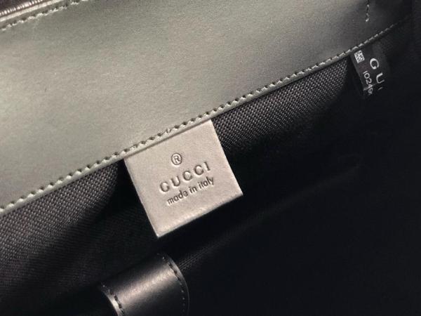GUCCI Canvas With Leather Backpack Regular Men's Black Gray Color 495563-K9R8X-1071 size 34*16*42cm 