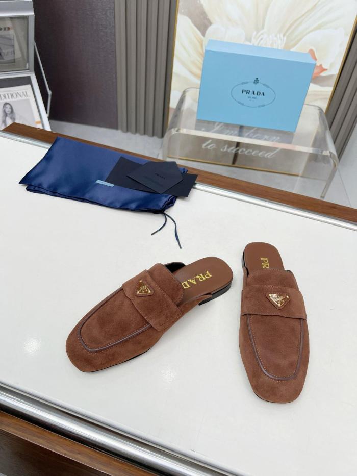 PRADA Wrap-toe Slippers Women's Brown